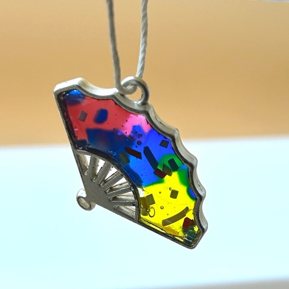 Hand Crafted Jewelry - Fan shape charm rainbow
